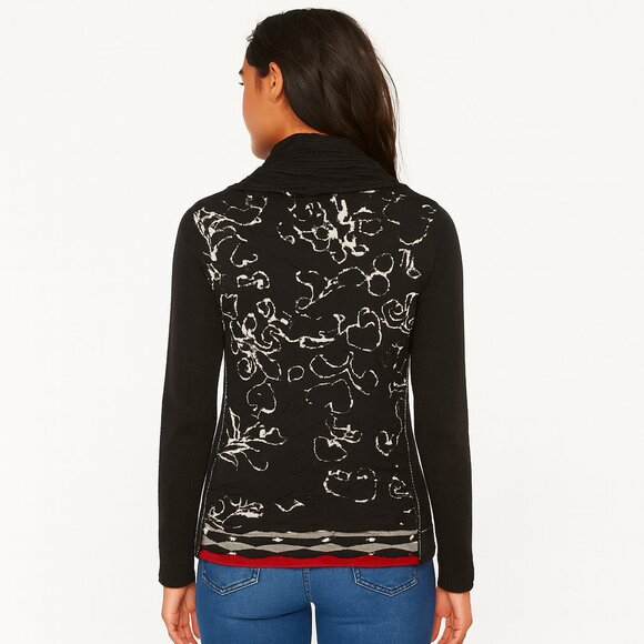 🧥 Dolcezza  Art-Inspired Elegance: Zip Front Cardigan Size Large - Picture 2 of 6